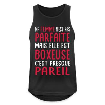 Ma femme n'est pas parfaite mais elle est boxeuse - Débardeur respirant Homme - noir - Devant - Nick (188cm)