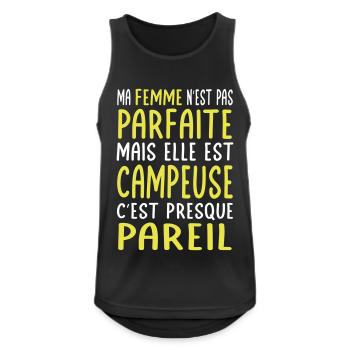 Meine Frau ist nicht perfekt, aber sie ist ein Camper - Männer Tank Top atmungsaktiv - Schwarz - Vorne - Nick (188cm)