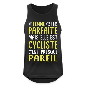 Meine Frau ist nicht perfekt, aber sie ist Radfahrerin - Männer Tank Top atmungsaktiv - Schwarz - Vorne - Nick (188cm)