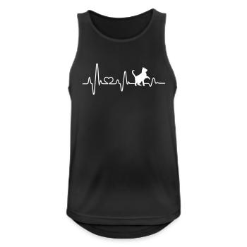 Chat amateur de chat aime les chats heartbeat amusant électrocardiogramme - Débardeur respirant Homme - noir - Devant - Nick (188cm)