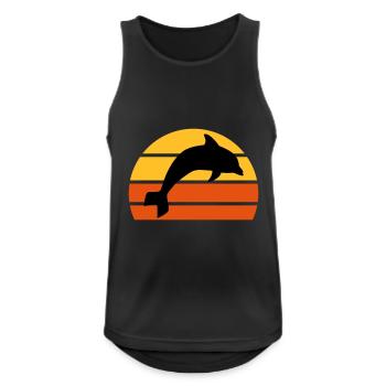 Springender Delphin vor einer geteilten Halbsonne - Männer Tank Top atmungsaktiv - Schwarz - Vorne - Nick (188cm)