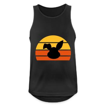Hasenkopf mit abgeknicktem Ohr vor einer Halbsonne - Männer Tank Top atmungsaktiv - Schwarz - Vorne - Nick (188cm)