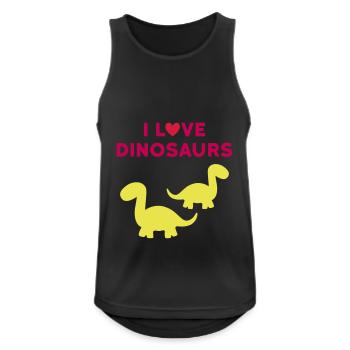 I love dinosaurs (zwei Brontosaurier, Herz) - Männer Tank Top atmungsaktiv - Schwarz - Vorne - Nick (188cm)