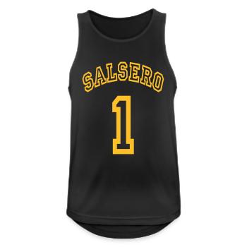 Salsero on 1 - Salsa Dance Shirt - Männer Tank Top atmungsaktiv - Schwarz - Vorne - Nick (188cm)