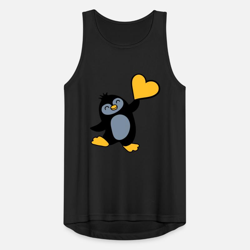 Friendly penguin shows heart Men's Breathable Tank Top