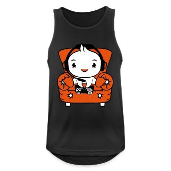 Ente Gamer zocken Controller Headset Sessel sitzen - Männer Tank Top atmungsaktiv - Schwarz - Vorne - Nick (188cm)