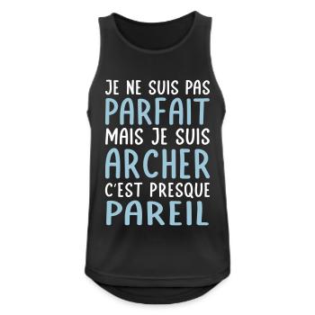 Je ne suis pas parfait mais mais je suis archer - Débardeur respirant Homme - noir - Devant - Nick (188cm)