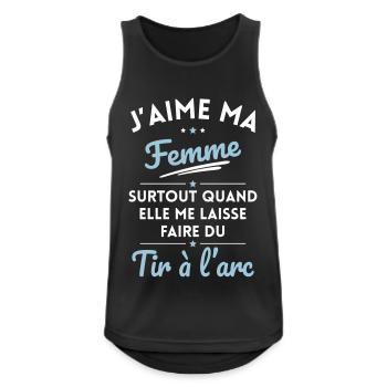 J'aime ma femme quand me laisse faire Tir à l'arc - Débardeur respirant Homme - noir - Devant - Nick (188cm)