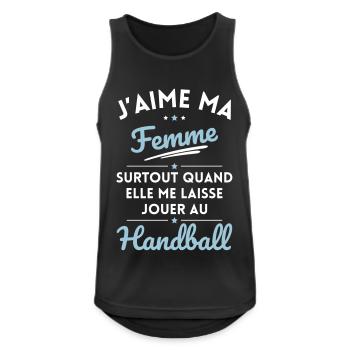 J'aime ma femme quand me laisse jouer au Handball - Débardeur respirant Homme - noir - Devant - Nick (188cm)