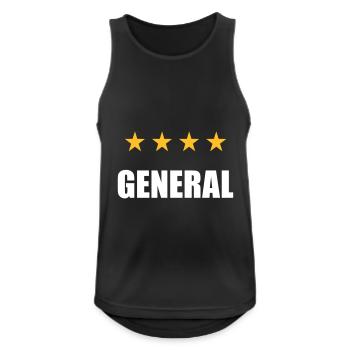 ★ Designfarben änderbar ★ General (4 Sterne) - Männer Tank Top atmungsaktiv - Schwarz - Vorne - Nick (188cm)