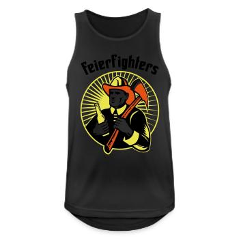 feierfighters - Männer Tank Top atmungsaktiv - Schwarz - Vorne - Nick (188cm)