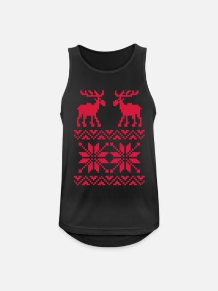 Elch-Muster-Weihnachtspullover - Männer Tank Top atmungsaktiv - Schwarz