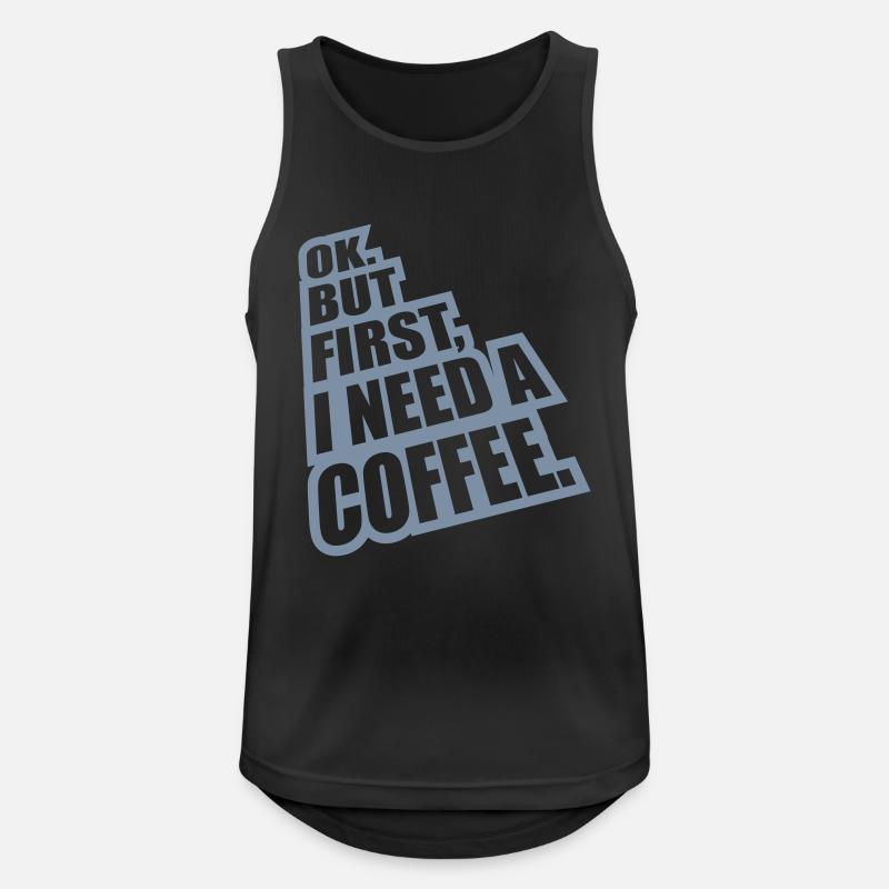 Fist I need Coffee - Männer Tank Top atmungsaktiv - Schwarz