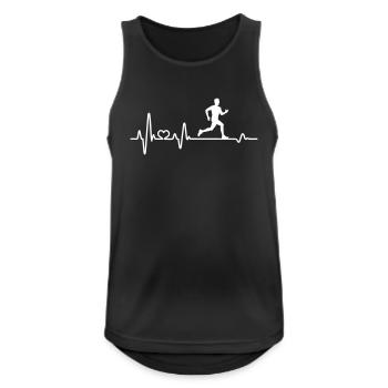 Jogger jogging heartbeat jogging fitness pulse EKG - Débardeur respirant Homme - noir - Devant - Nick (188cm)