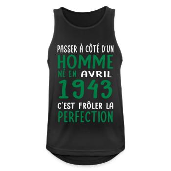 Anniversaire 81 ans - Né en Avril 1943 - Débardeur respirant Homme - noir - Devant - Nick (188cm)