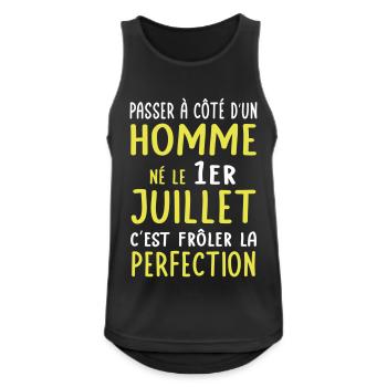 Anniversaire - Né le 1er Juillet Frôler perfection - Débardeur respirant Homme - noir - Devant - Nick (188cm)