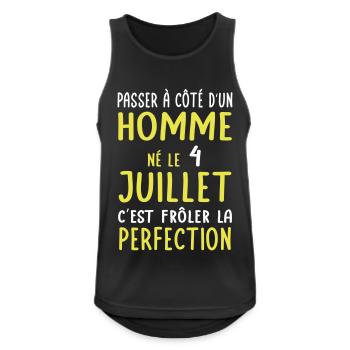 Anniversaire - Né le 4 Juillet Frôler perfection - Débardeur respirant Homme - noir - Devant - Nick (188cm)