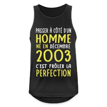 Anniversaire 20 ans - Né en Décembre 2003 - Débardeur respirant Homme - noir - Devant - Nick (188cm)