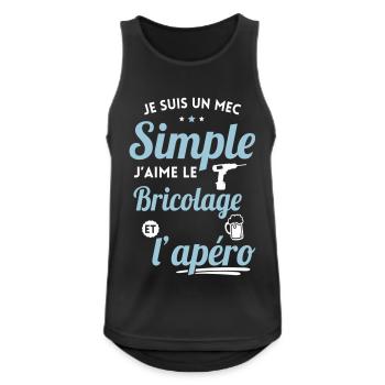 Mec simple aime le bricolage et l'apéro cadeau - Débardeur respirant Homme - noir - Devant - Nick (188cm)