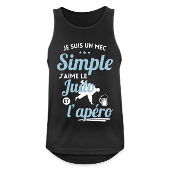 Cadeau judo - Mec simple aime le judo et l'apéro - Débardeur respirant Homme - noir - Devant - Nick (188cm)