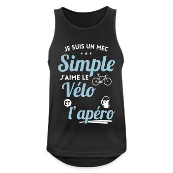 Je suis un mec simple j'aime le vélo et l'apéro - Débardeur respirant Homme - noir - Devant - Nick (188cm)