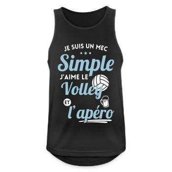 Je suis un mec simple j'aime le volley et l'apéro - Débardeur respirant Homme - noir - Devant - Nick (188cm)