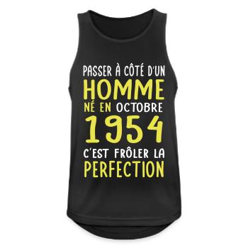 Anniversaire 70 ans - Né en Octobre 1954 - Débardeur respirant Homme - noir - Devant - Nick (188cm)