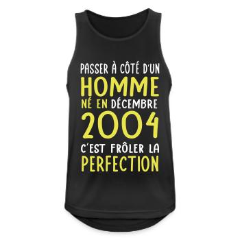 Anniversaire 20 ans - Né en Décembre 2004 - Débardeur respirant Homme - noir - Devant - Nick (188cm)