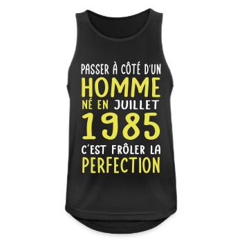 Anniversaire 40 ans - Né en Juillet 1985 - Débardeur respirant Homme - noir - Devant - Nick (188cm)