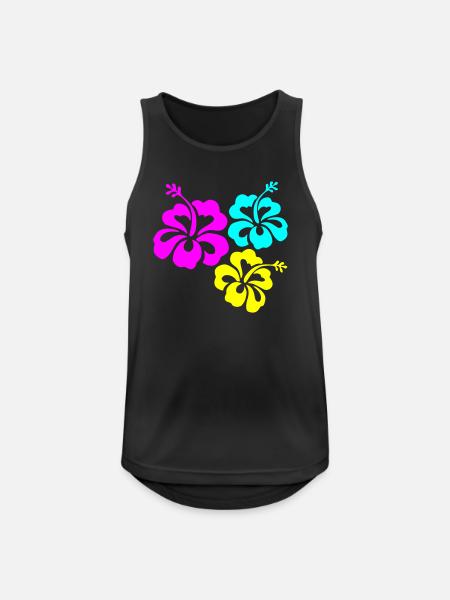 Hibiskus Hibiskusblüte - Männer Tank Top atmungsaktiv - Schwarz