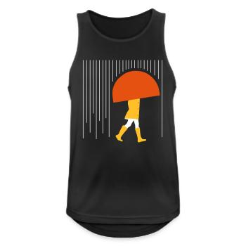 Mensch im Regen - Minimal - Männer Tank Top atmungsaktiv - Schwarz - Vorne - Nick (188cm)