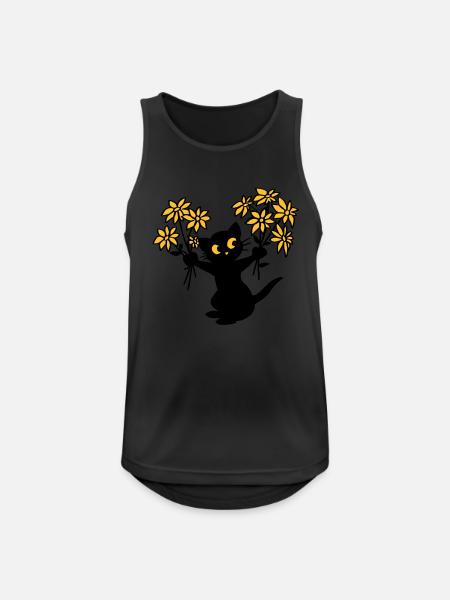 Le chat aux fleurs - Débardeur respirant Homme - noir