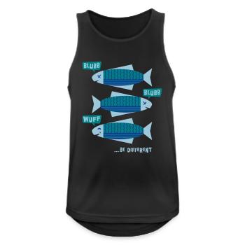 Be Different - Fische - Blubb - Be yourself - 3C - Männer Tank Top atmungsaktiv - Schwarz - Vorne - Nick (188cm)