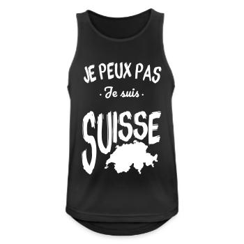 Je peux pas je suis Suisse - Débardeur respirant Homme - noir - Devant - Nick (188cm)