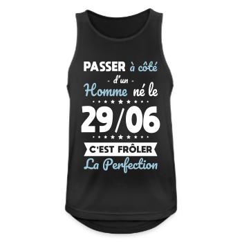 Anniversaire - Né le 29 Juin Frôler perfection - Débardeur respirant Homme - noir - Devant - Nick (188cm)