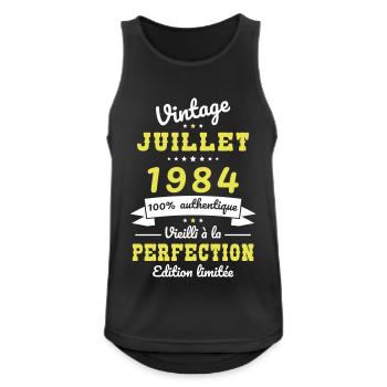 40-jähriges Jubiläum - Jahrgang - Juli 1984 - Männer Tank Top atmungsaktiv - Schwarz - Vorne - Nick (188cm)