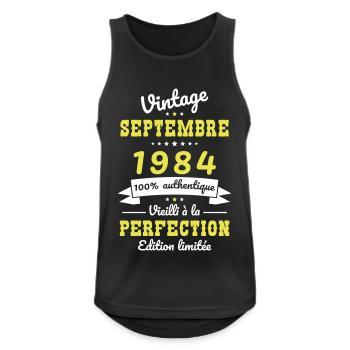 40 Jahre Jubiläum - Jahrgang - September 1984 - Männer Tank Top atmungsaktiv - Schwarz - Vorne - Nick (188cm)