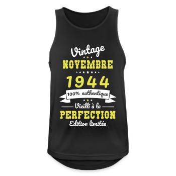 80. Jahrestag - Jahrgang - November 1944 - Männer Tank Top atmungsaktiv - Schwarz - Vorne - Nick (188cm)