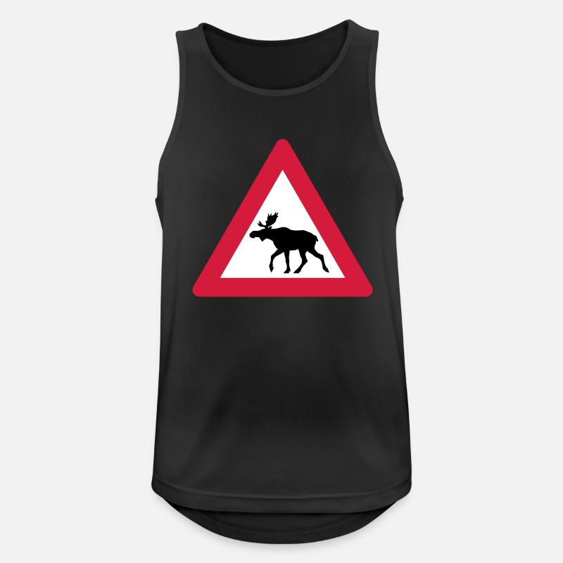 Warnung Moose Anmelden - Männer Tank Top atmungsaktiv - Schwarz