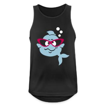 Retrofisch - Männer Tank Top atmungsaktiv - Schwarz - Vorne - Nick (188cm)