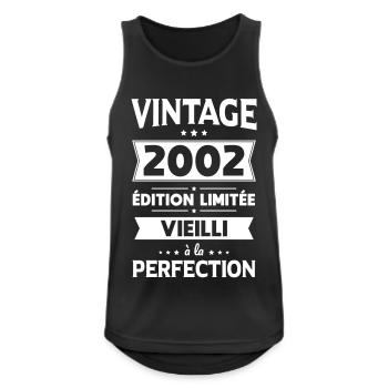 Anniversaire 20 ans - Vintage 2002 - Débardeur respirant Homme - noir - Devant - Nick (188cm)