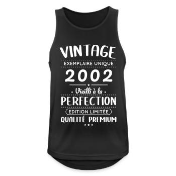 Anniversaire 20 ans - Vintage 2002 - Perfection - Débardeur respirant Homme - noir - Devant - Nick (188cm)