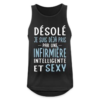 Désolé déjà pris par une infirmière sexy - Débardeur respirant Homme - noir - Devant - Nick (188cm)