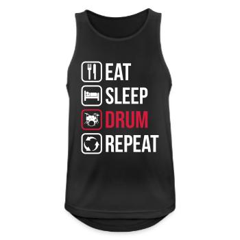 Eat Sleep Drum Repeat - Männer Tank Top atmungsaktiv - Schwarz - Vorne - Nick (188cm)