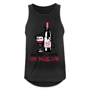 60 ans mature bouteille vin anniversaire - Débardeur respirant Homme - noir - Devant - Nick (188cm)