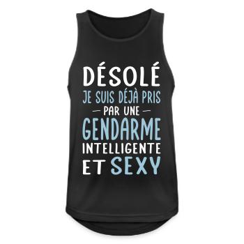 Désolé déjà pris par une gendarme sexy - Débardeur respirant Homme - noir - Devant - Nick (188cm)