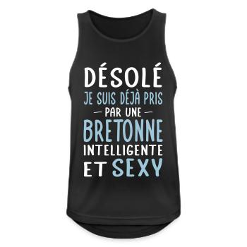Désolé déjà pris par une Bretonne sexy - Débardeur respirant Homme - noir - Devant - Nick (188cm)