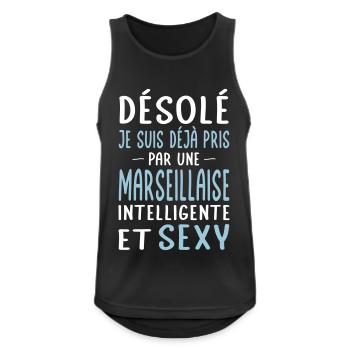 Désolé déjà pris par une Marseillaise sexy - Débardeur respirant Homme - noir - Devant - Nick (188cm)