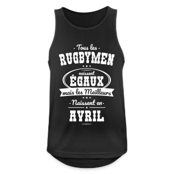 Rugbymen égaux meilleurs naissent en Avril - Débardeur respirant Homme - noir - Devant - Nick (188cm)