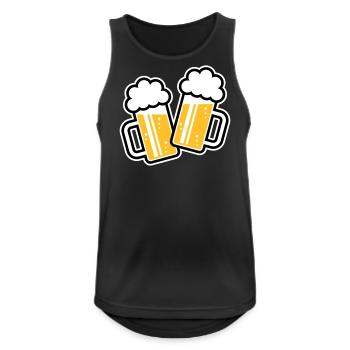 2 Bierkrüge Stoßen An, Prosit! (Bier Maßkrüge 3C) - Männer Tank Top atmungsaktiv - Schwarz - Vorne - Nick (188cm)